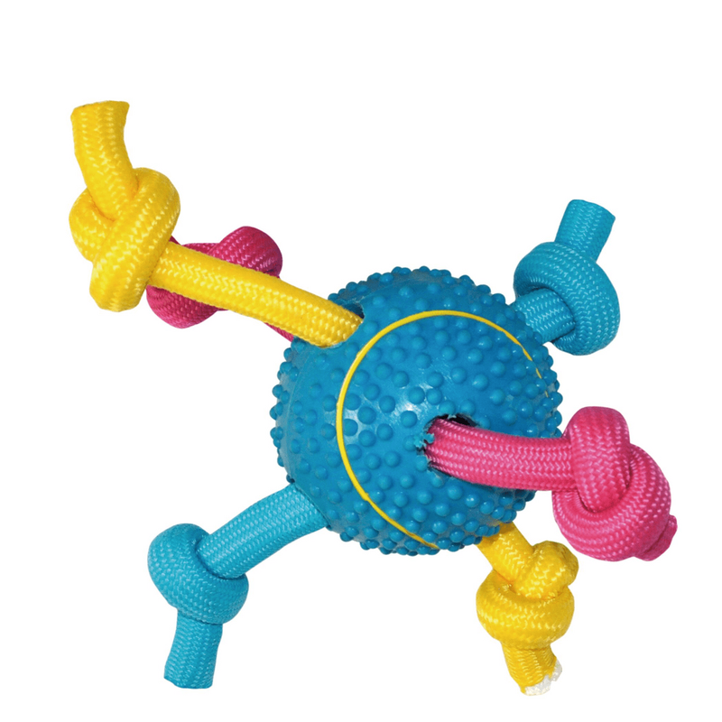 pelota con cuerda tricolor 6cm 1u