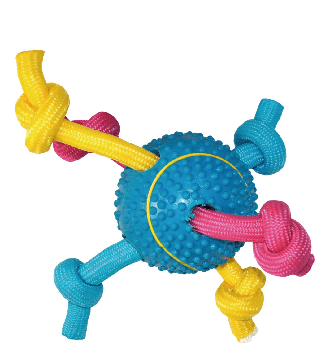 pelota con cuerda tricolor 6cm 1u