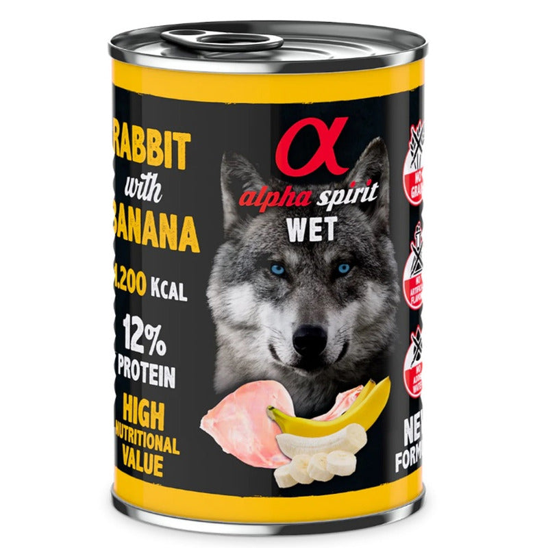 Conejo con plátano lata de 400gr para perro Imagen principal del producto