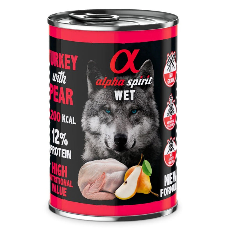 Pavo con pera lata de 400gr para perro