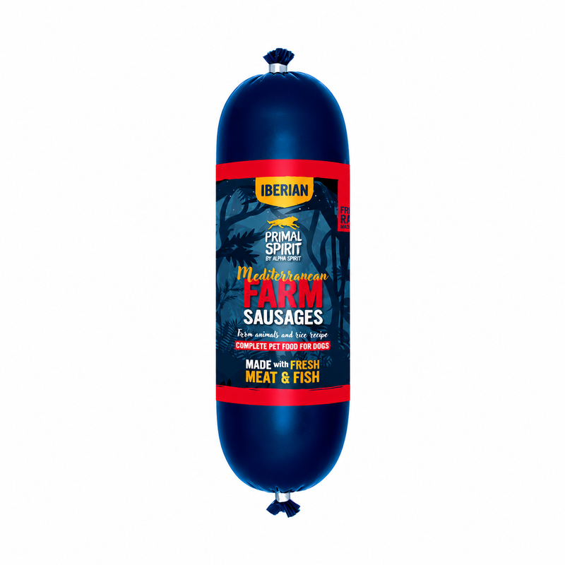 Primal Spirit Iberian Mediterranean Farm salchicha para perros 1 kg
