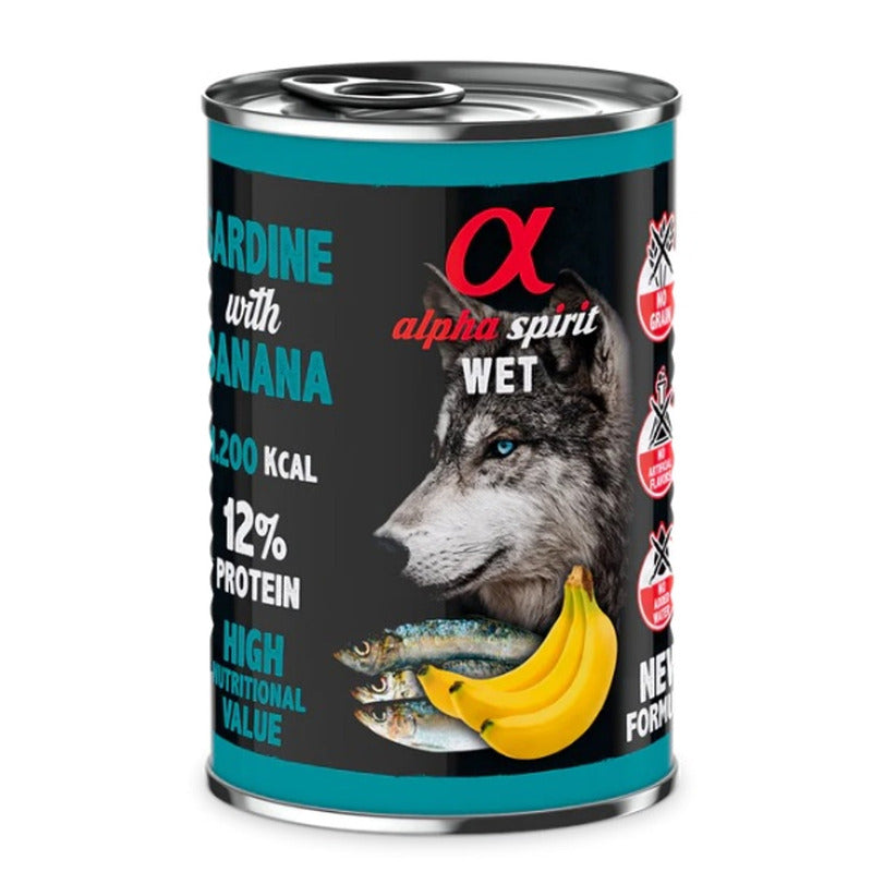 Sardina con plátano lata de 400gr para perro
