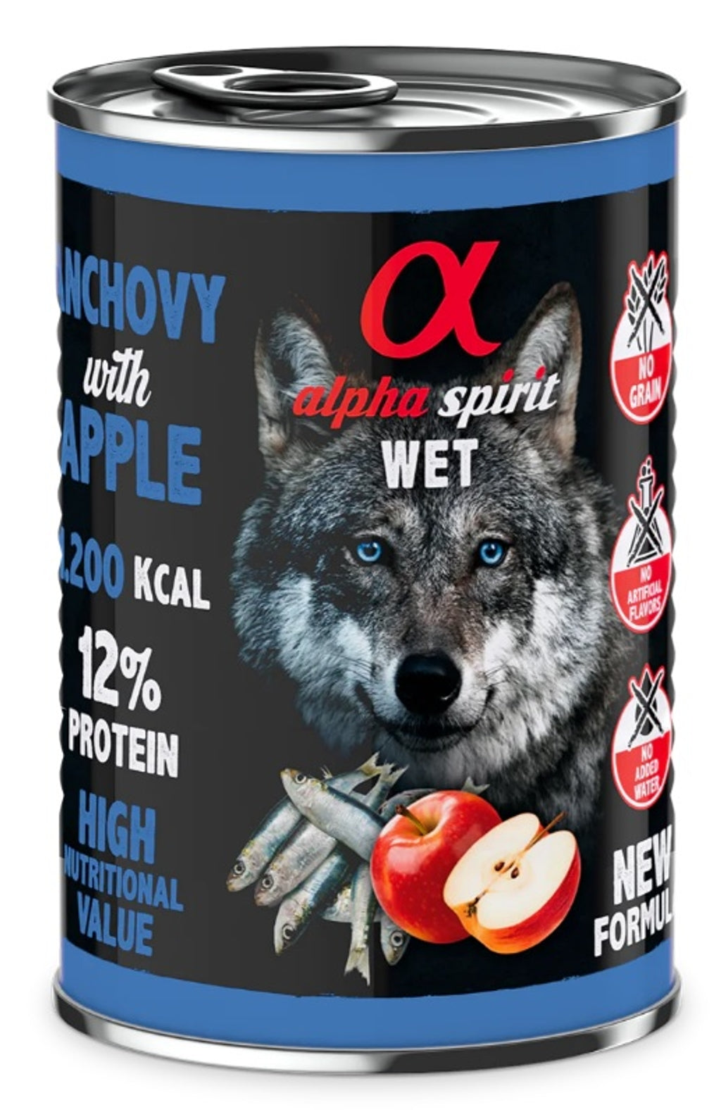 Boquerón con manzana roja lata de 400gr para perro