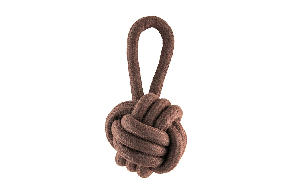 pelota con asa fuerte marrón 13x25cm