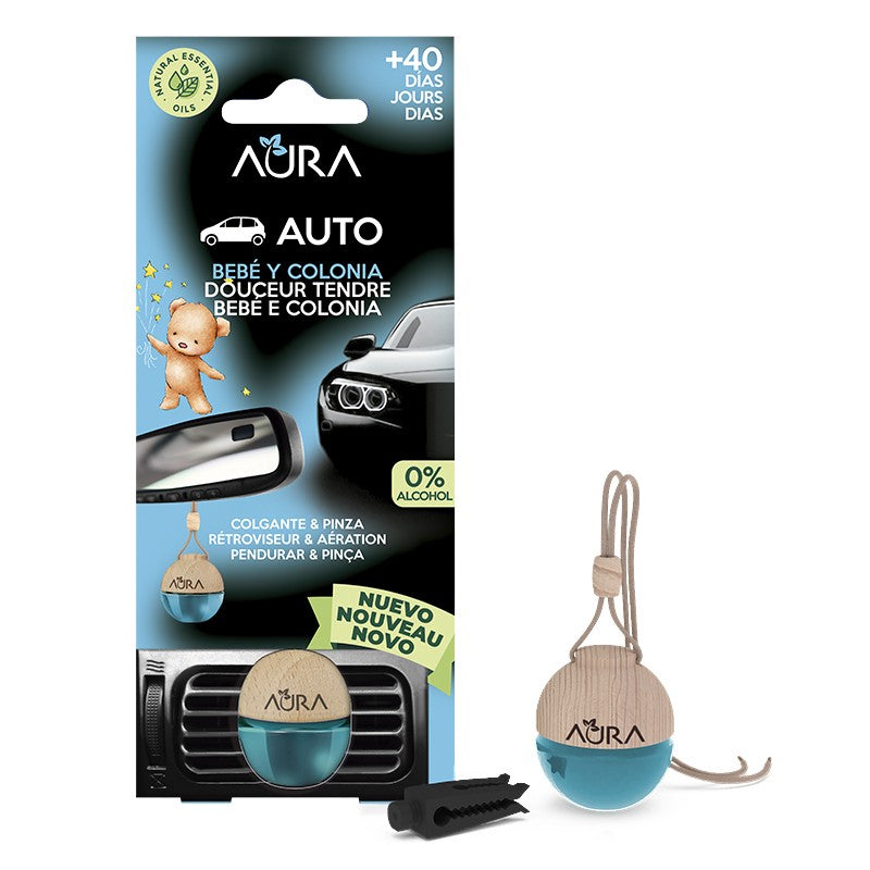 Aura Ambientador de Coche con Pinza Bebé y Colonia 6 ml