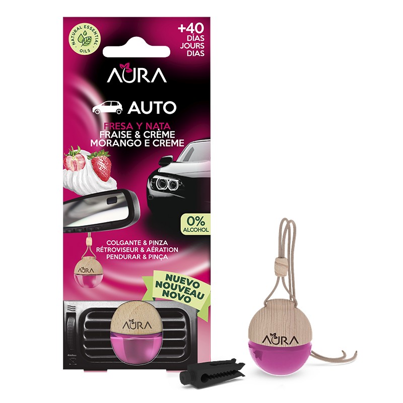 Aura Ambientador de Coche con Pinza Fresa y Nata 6 ml
