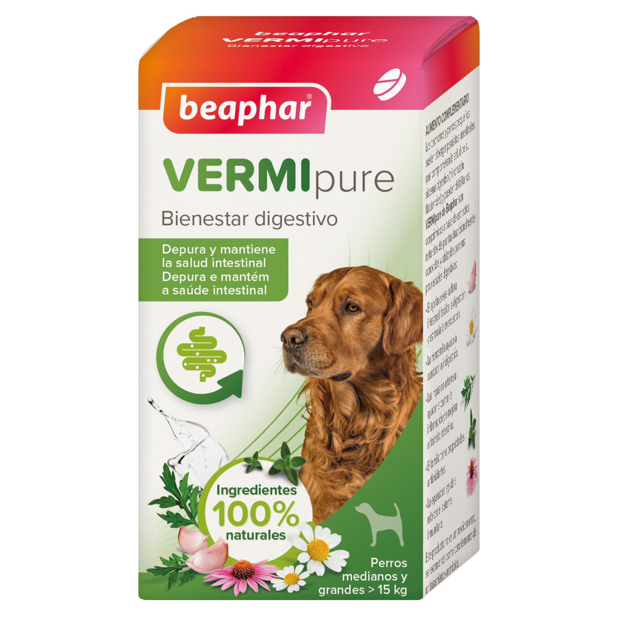 Beaphar Vermipure perros M-L (>15 kg) 50 comprimidos Natura Imagen principal del producto