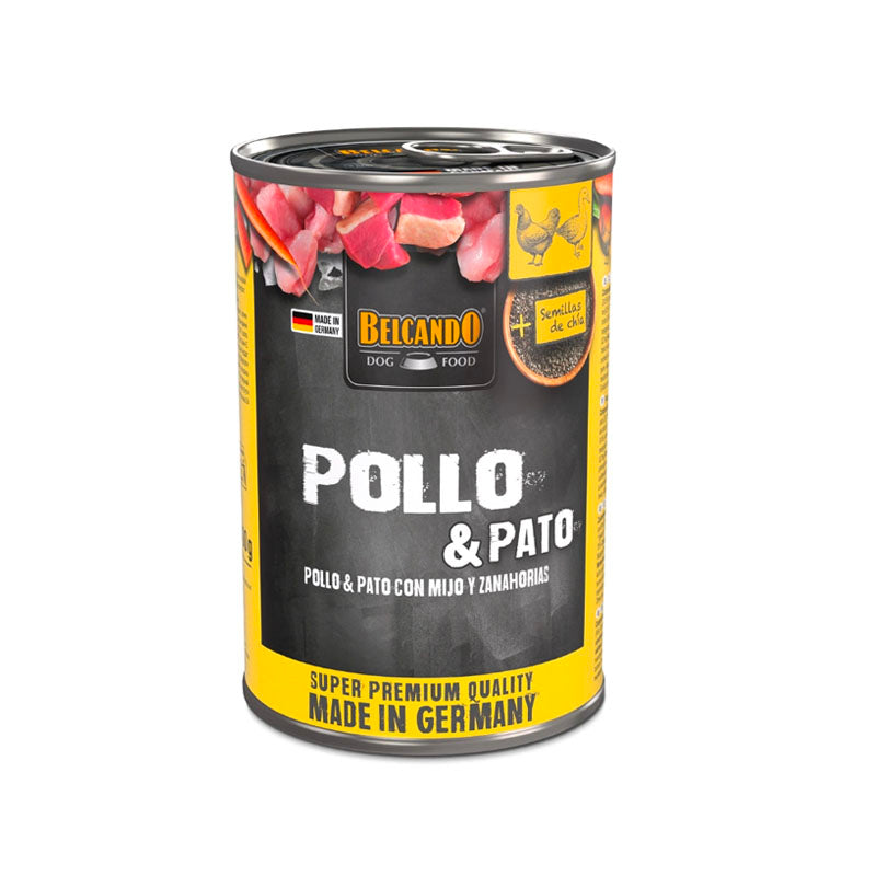 Belcando Pollo con pato Mijo y zanahoria lata para perros