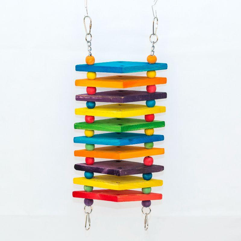 Bubimex puente colgante de madera de colores para pájaros, 42 x 18 cm