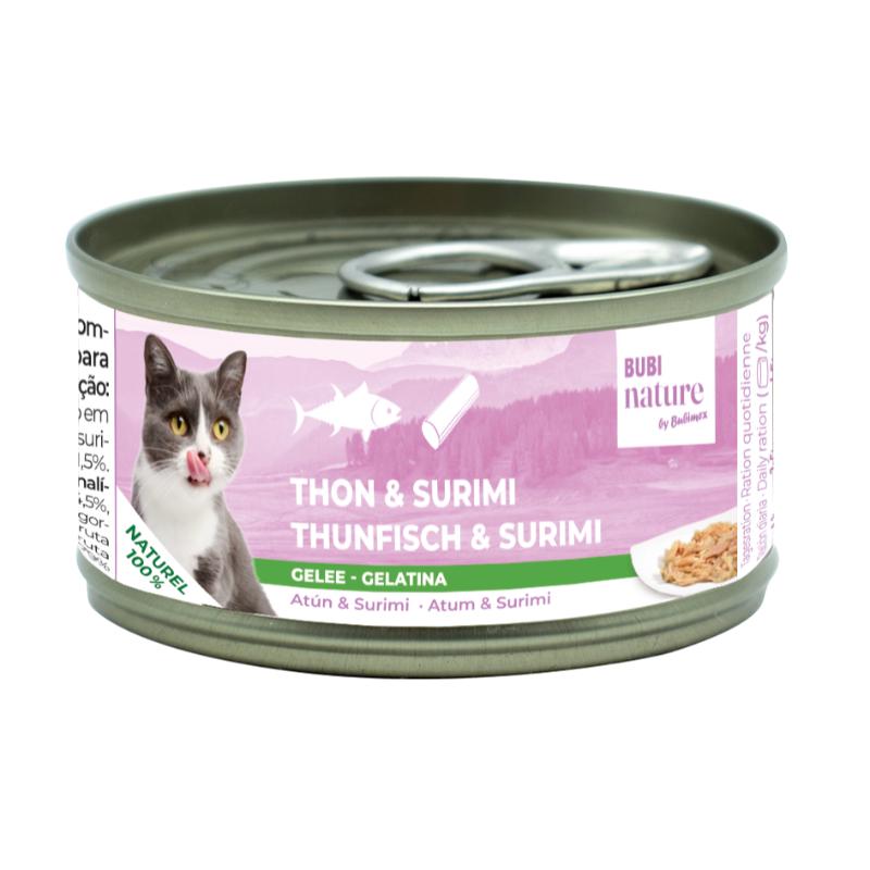 Bubimex Bubi Nature Atún y Surimi en Gelatina 70 g sobre fondo blanco
