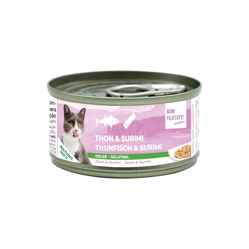 Bubimex Bubi Nature Atún y Surimi en Gelatina 70 g sobre fondo blanco