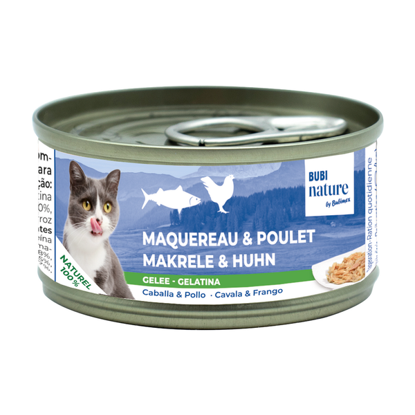 Bubimex Bubi Nature Caballa y pollo en gelatina para gatos 70 g