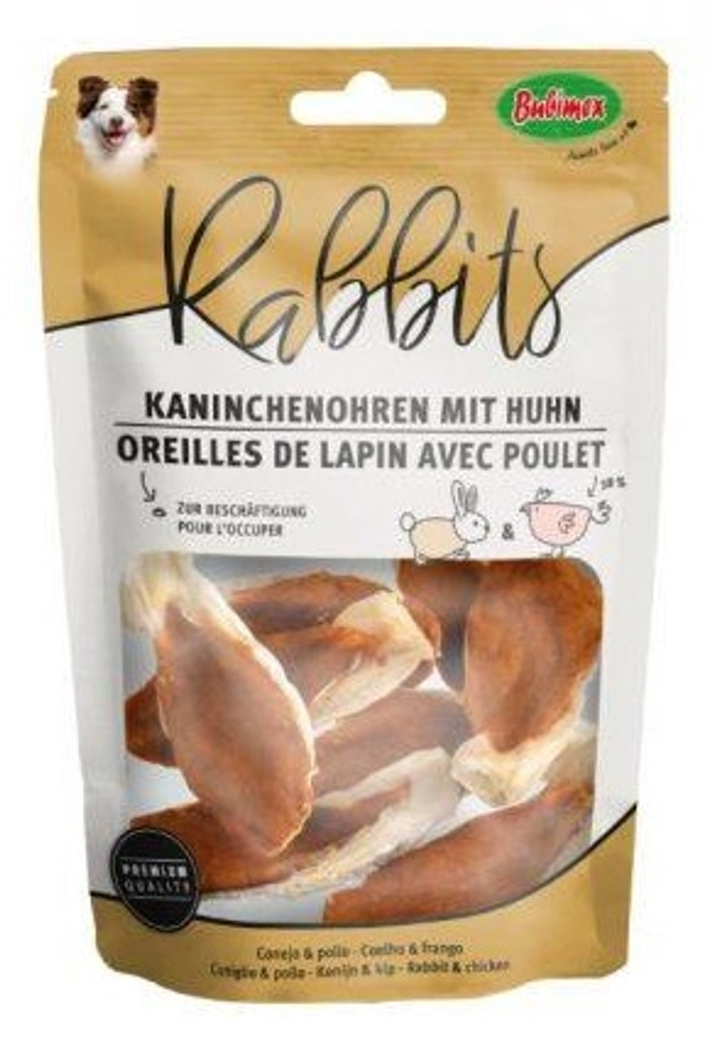 Rabbits orelles de conill amb pollastre 90 g