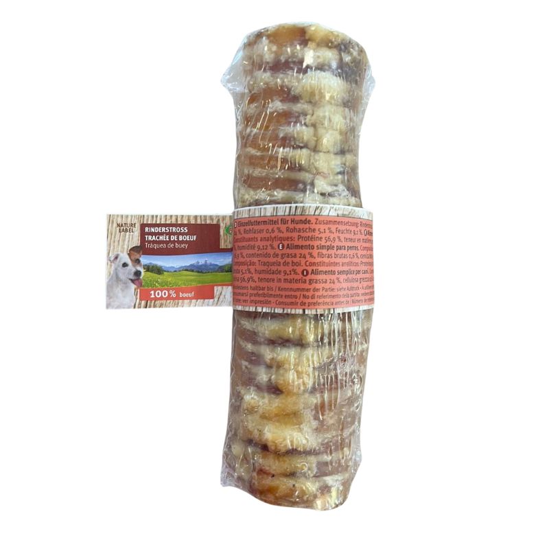 Bubimex tráquea de buey natural para perros sobre fondo blanco