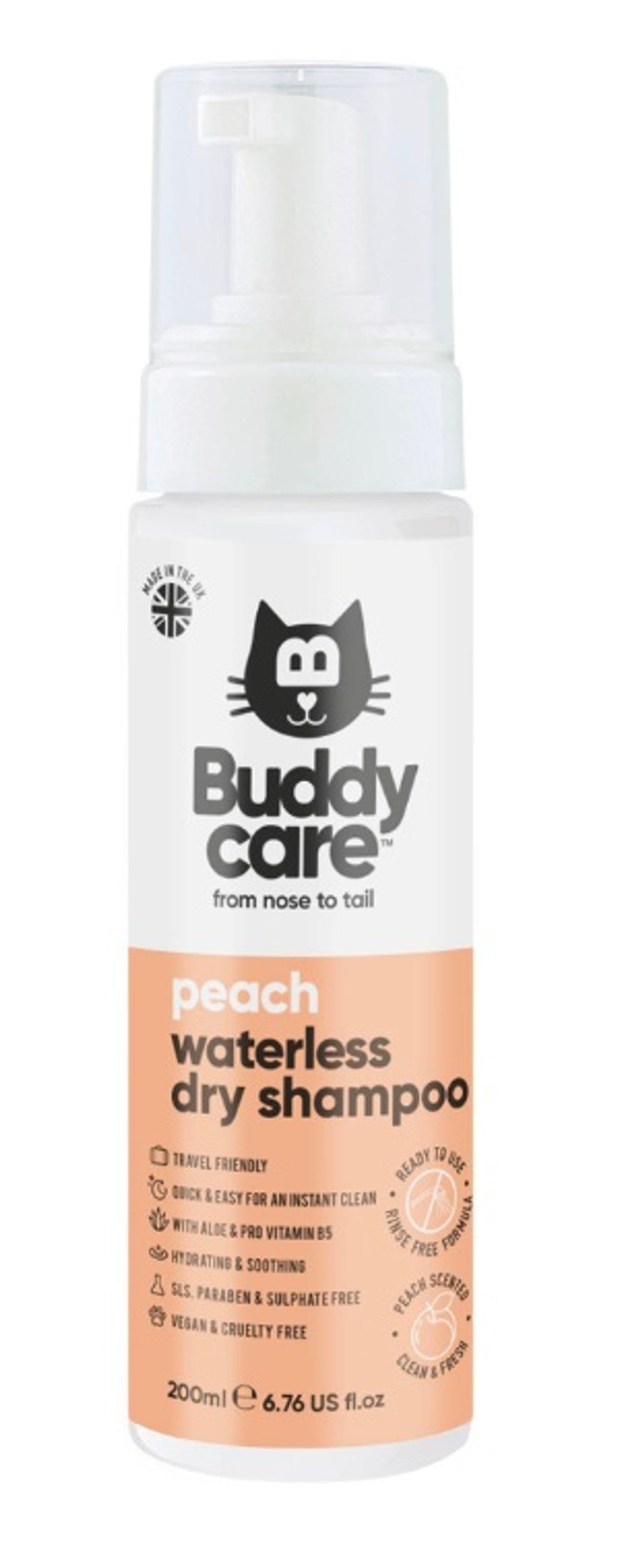 Dry Cat Shampoo Peach 200 ml Imatge principal del producte