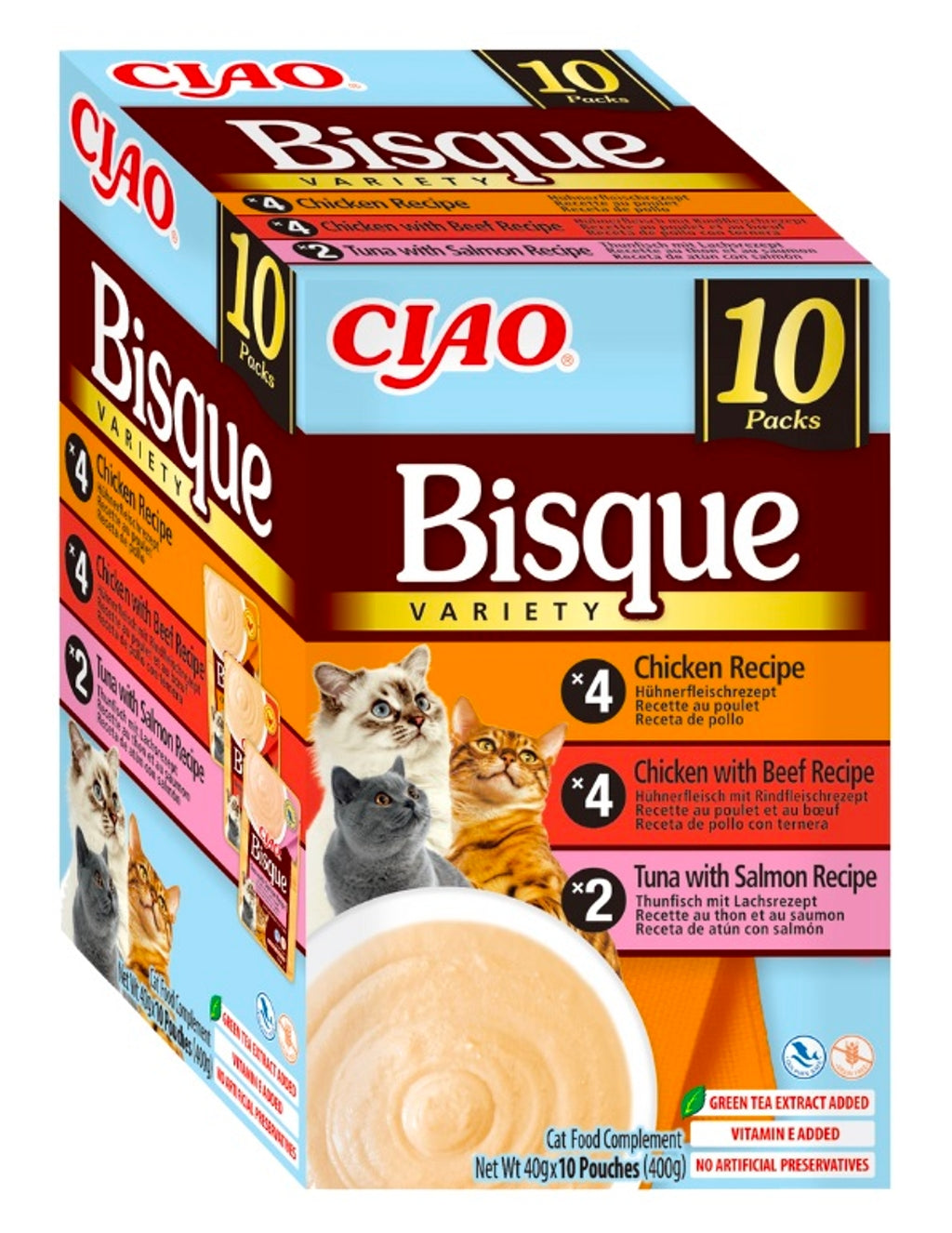 bisque multipack pollo/buey/salmón 10x40gr Imagen principal del producto