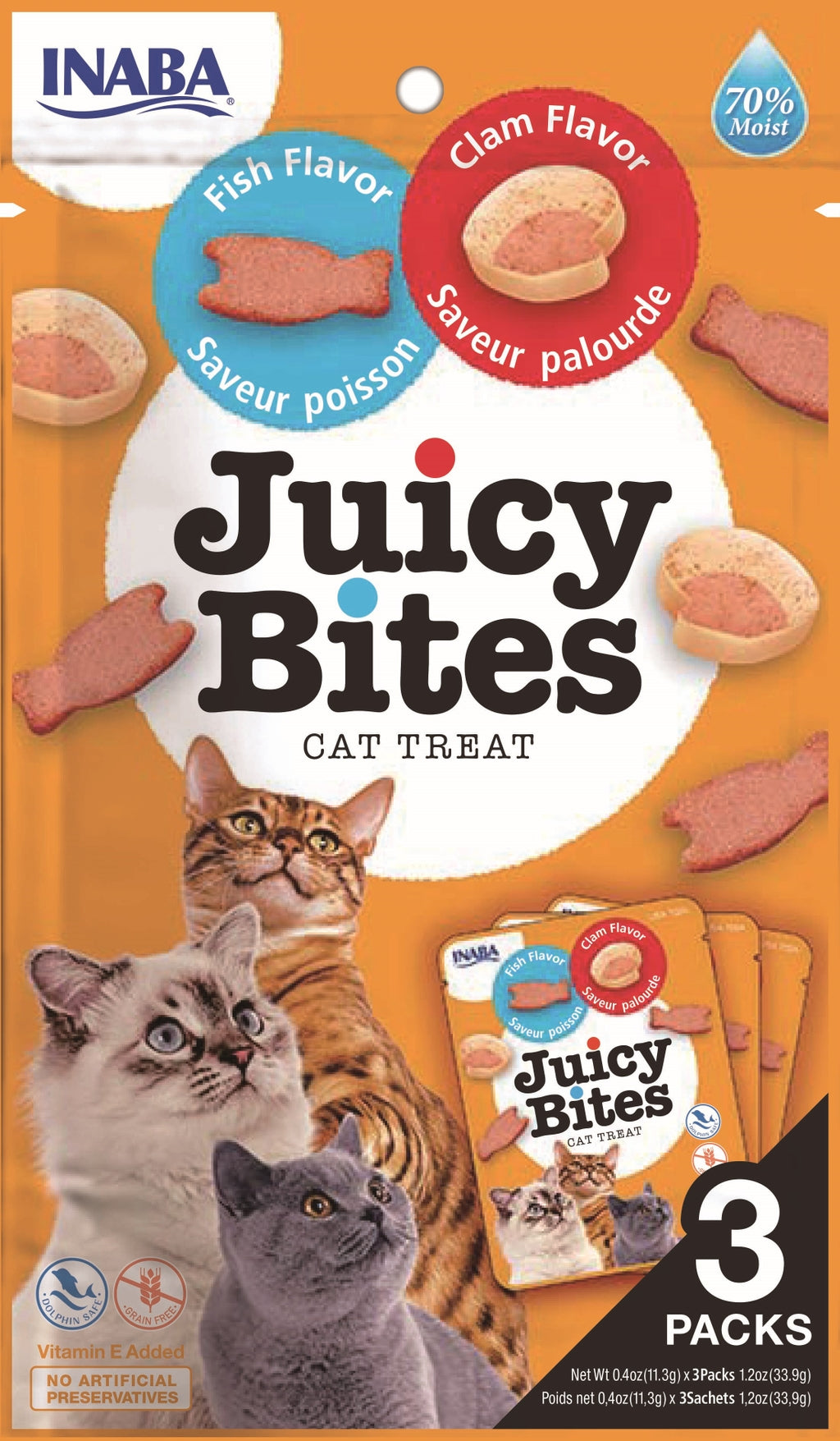 Cat Juicy Bites pescado y almeja 3x10gr