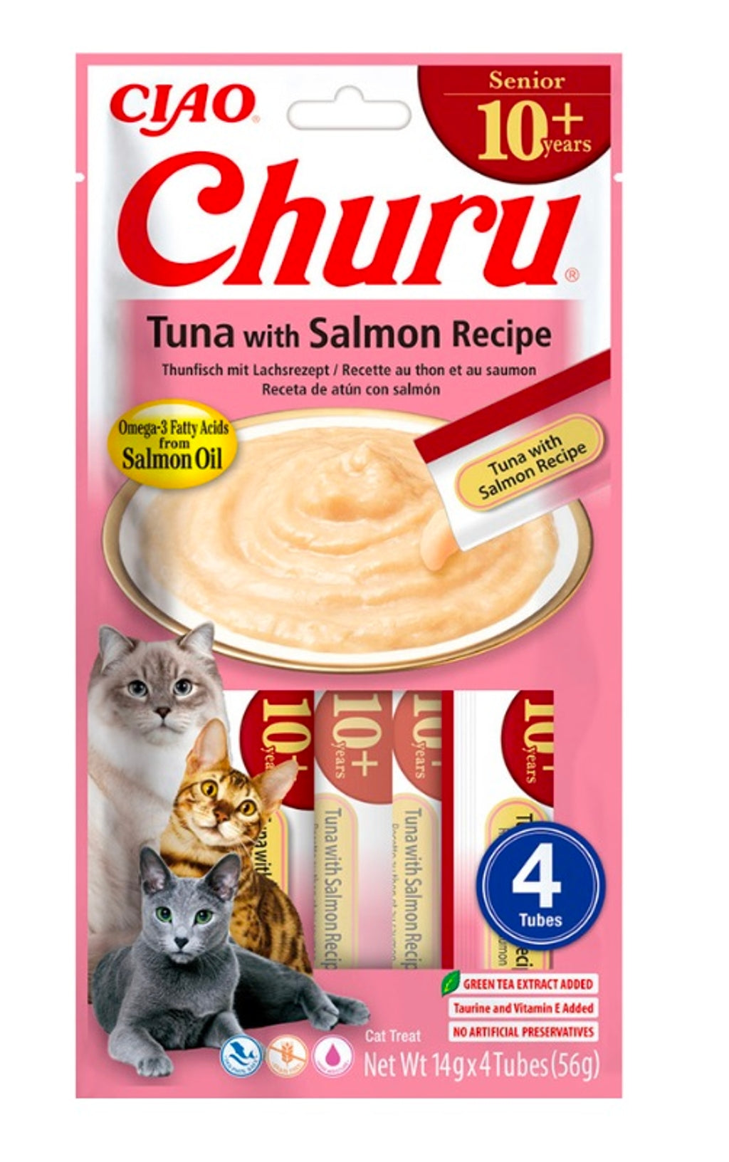 gato senior atún y salmón 4x14gr