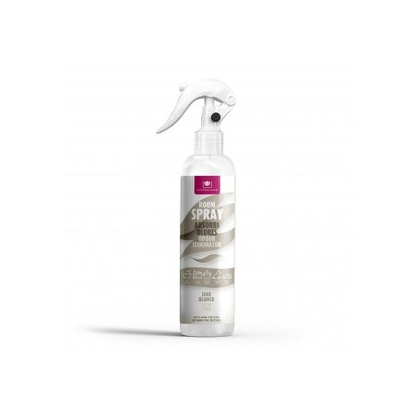 Cristalinas Spray Absorbe Olores Lino Blanco 250 ml sobre fondo blanco