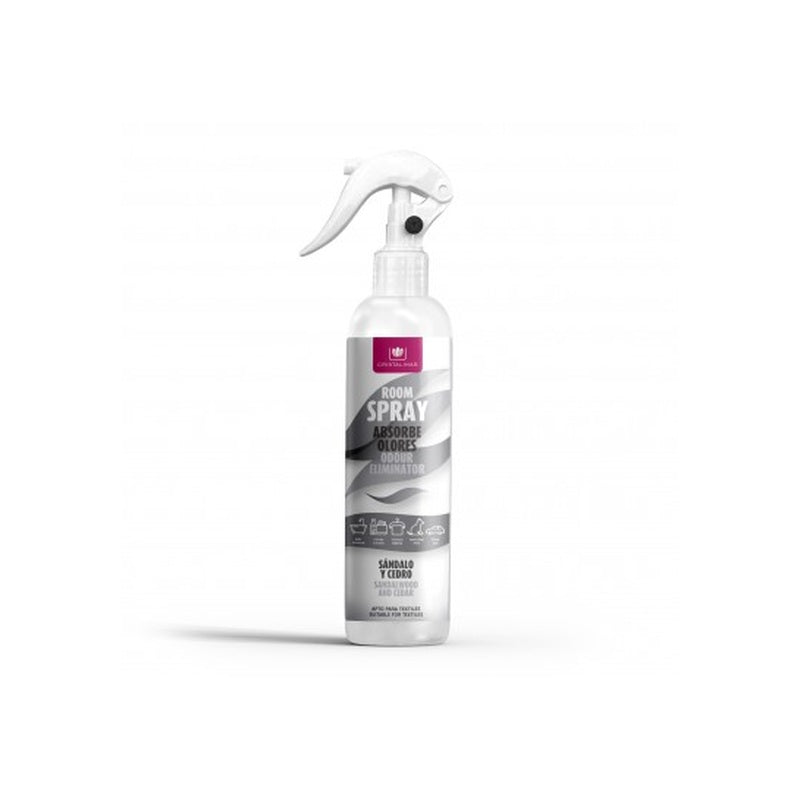 Cristalinas Spray Absorbe Olores Sándalo y Cedro 250 ml sobre fondo blanco