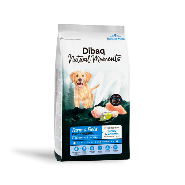 Natural Moments Farm & Field Puppy Medium pinso per a cadells