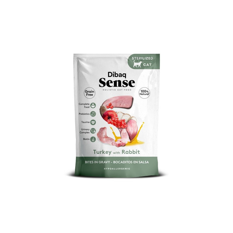 Dibaq Sense Bites Pavo y Conejo pouch para gatos esterilizados 100 g