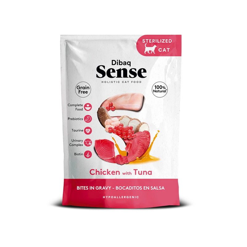 Dibaq Sense Mossets en Salsa Pollastre i tonyina Pouch per a gats