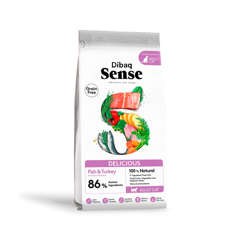 Dibaq Sense Grain Free Delicious con pescado y pavo pienso para gatos