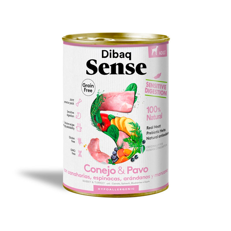 Dibaq Sense Conejo & Pavo lata para perros