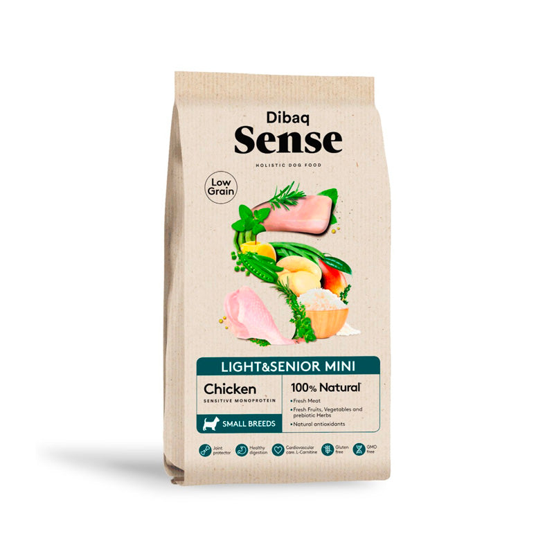 Dibaq Sense Low Grain Light & senior Mini con pollo pienso para perros