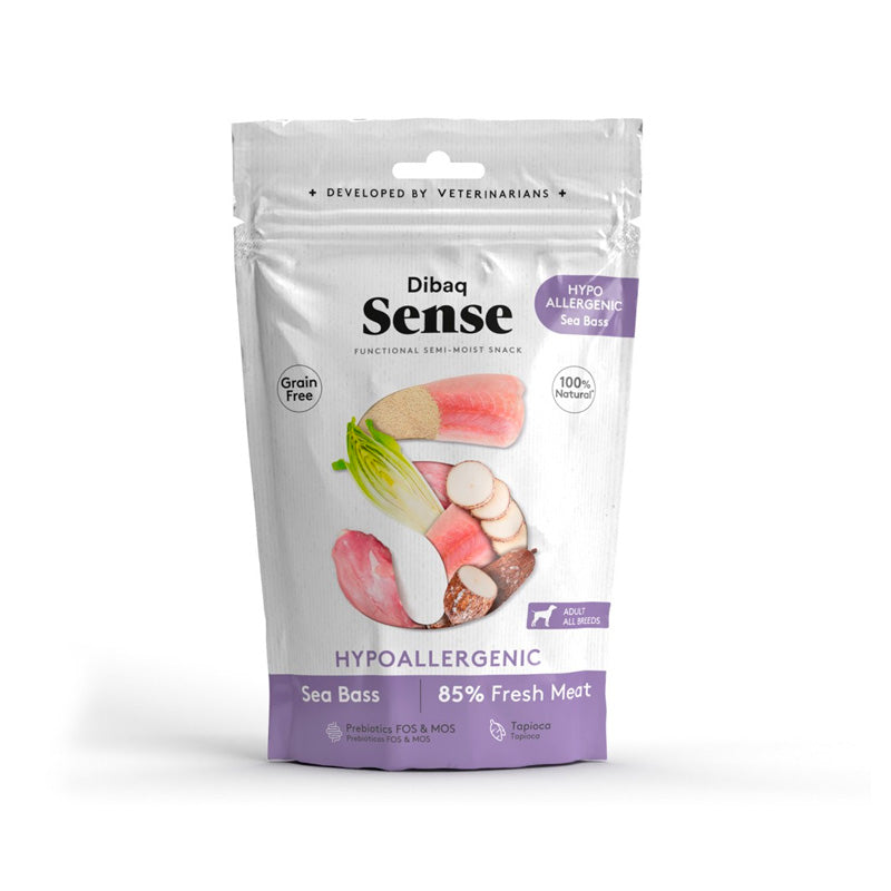 Dibaq Sense Snack Hypoallergenic amb lubina per a gossos