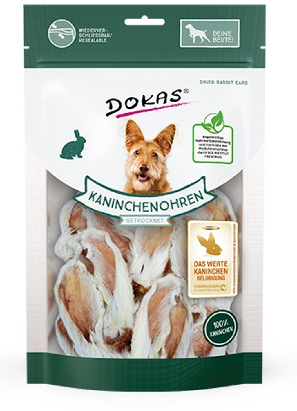Orelles de conill amb pèl per a gos 100 g