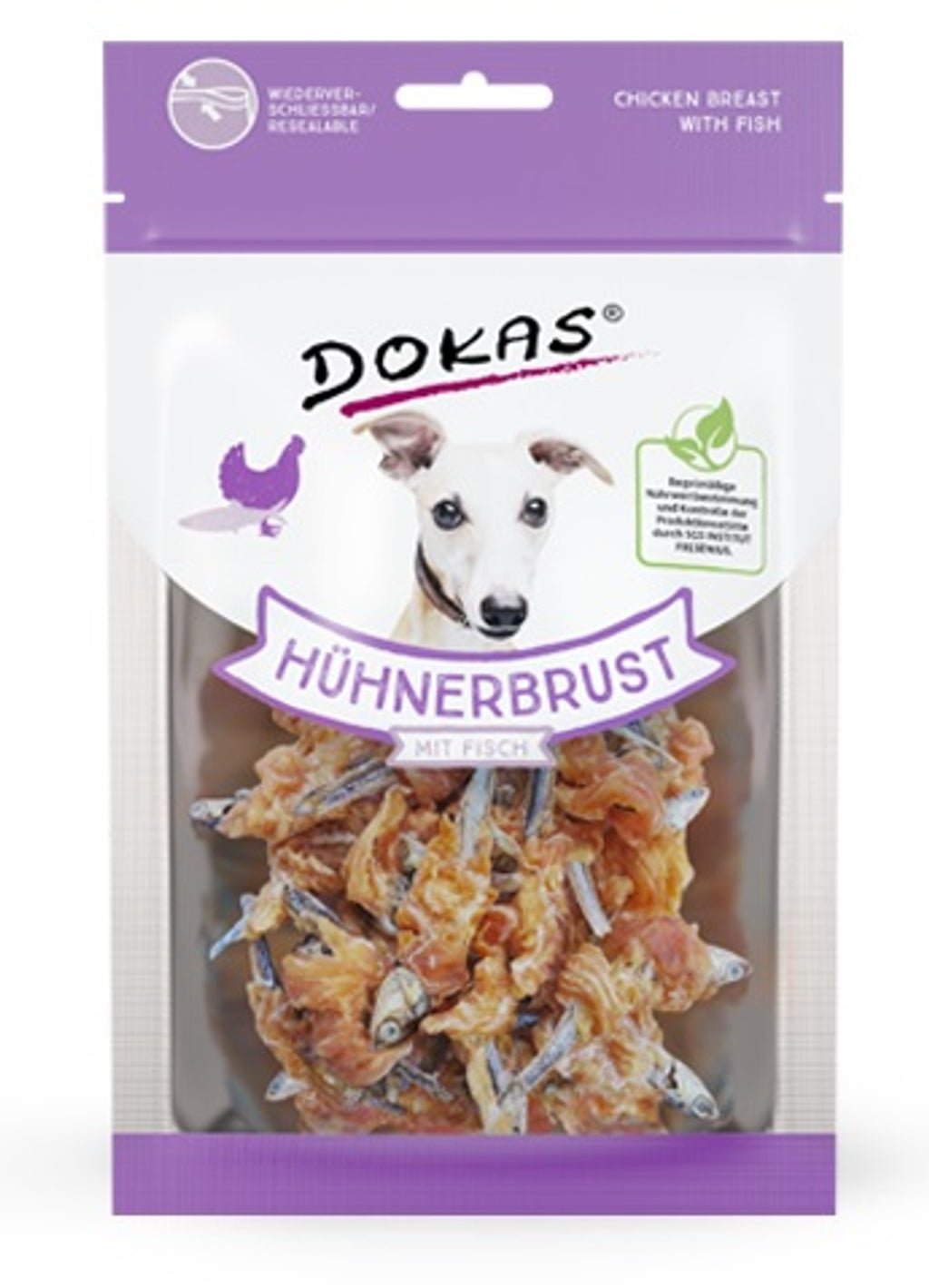Dokas Pechuga de pollastre amb peix per a gos 70gr Imatge secundària del producte