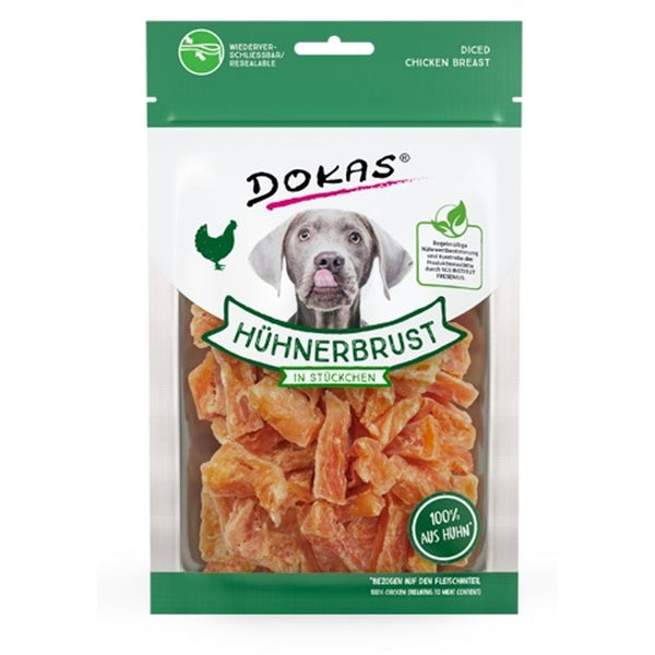 Trossos de pechuga de pollestre per a gos 70 g