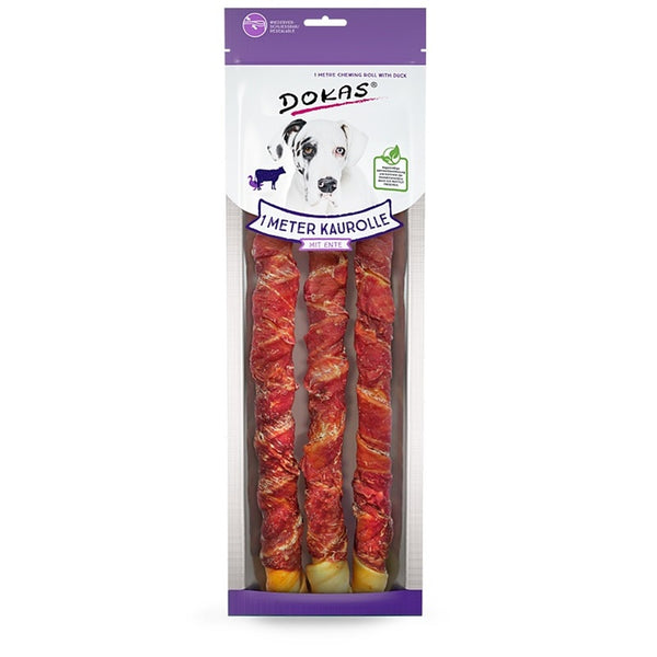 Rollo d'un metro de bou i ànec per a gos 315 g