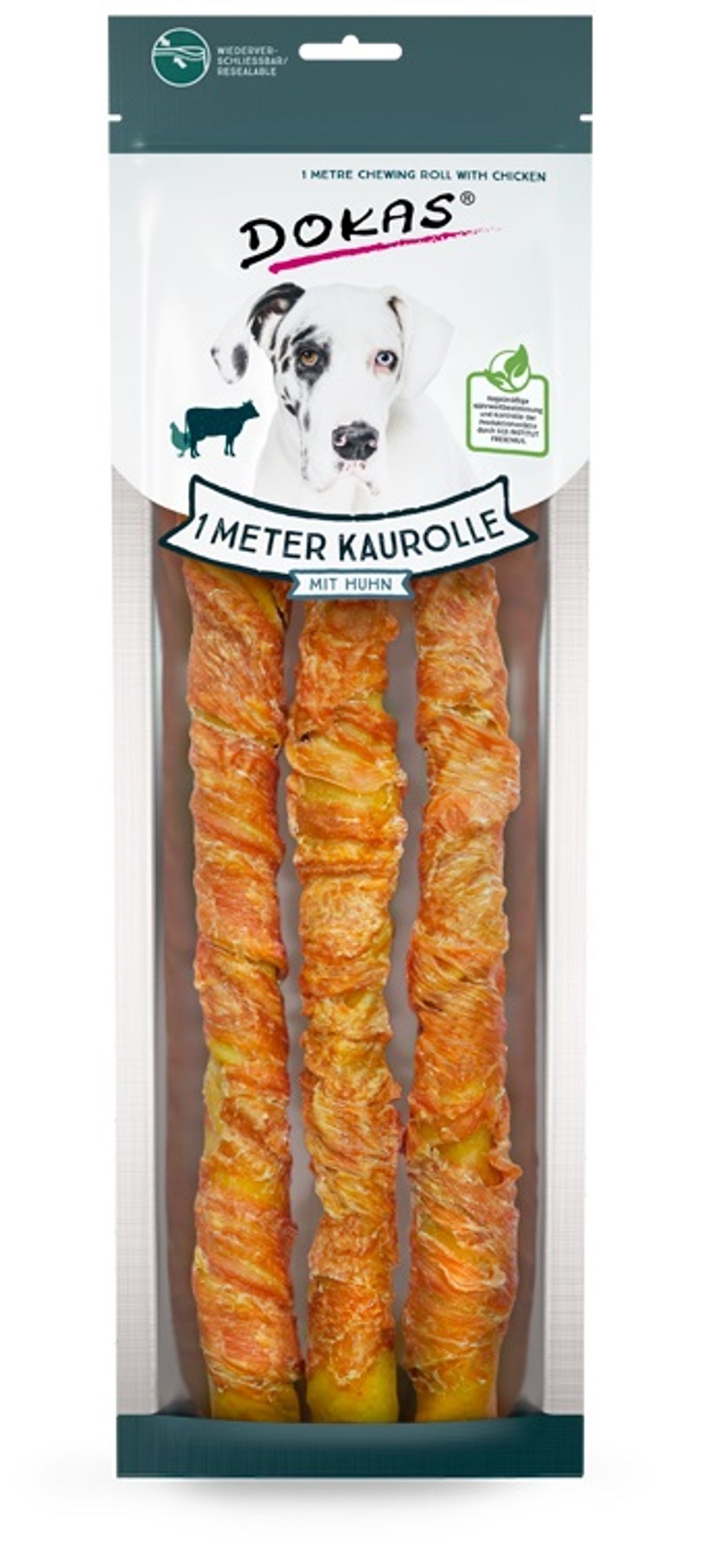 Rollo de un metro de buey y pollo para perro 315gr