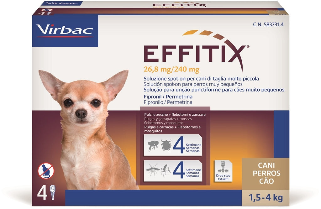 Effitix spot-on perro 26,8mg 1,5-4kg 4pipetas