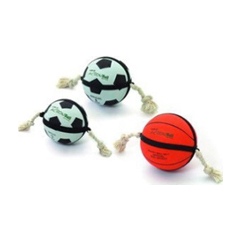 Flamingo Action Ball pelota de fútbol blanca y negra con cuerdas para perros
