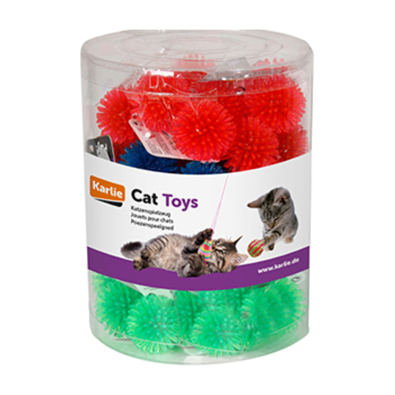 Flamingo pelotas erizo de colores surtidos para gatos expositor de 48 unidades