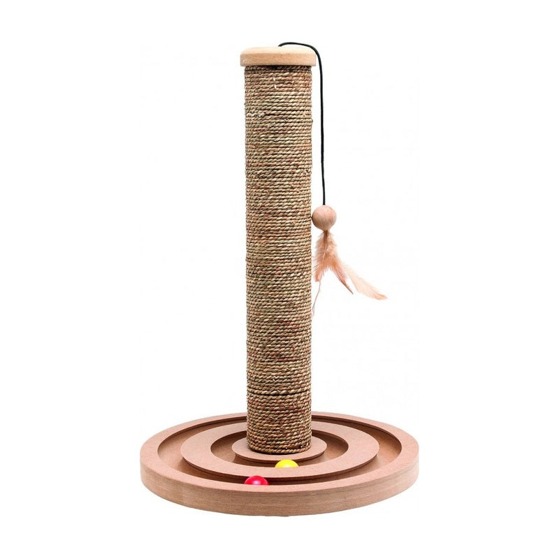 Flamingo rascador Brigitte de hierba marina con pistas y juguete para gatos