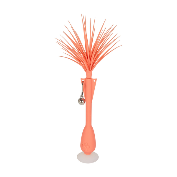 Freedog Meadow Feather juguete de silicona con ventosa para gatos, color coral