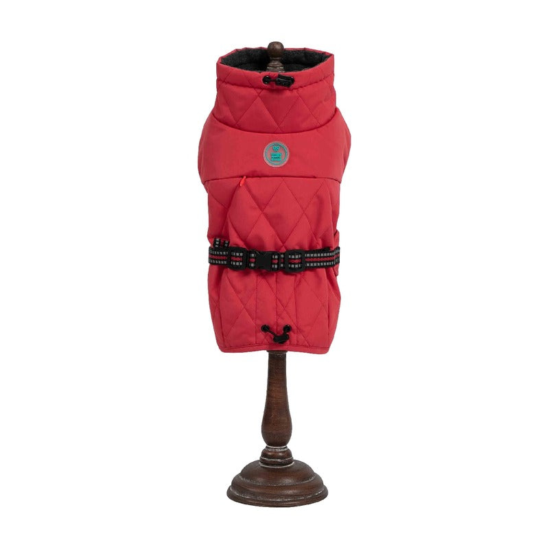 Freedog Abrigo Impermeable Oymyakon Rojo con Arnés Incorporado
