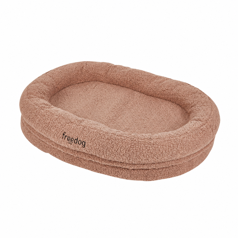Freedog Cama Oval Waterproof Teddy para perros marrón