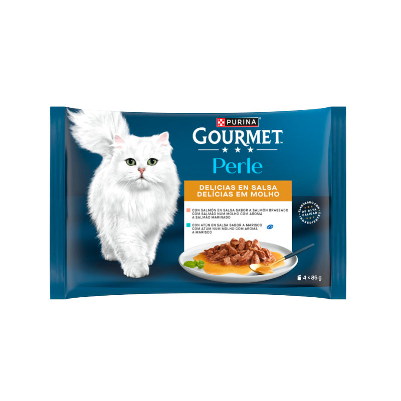 Gourmet Purina Gat Perle Delicias Salsa Salmó Tonyina (4un) Imatge principal del producte