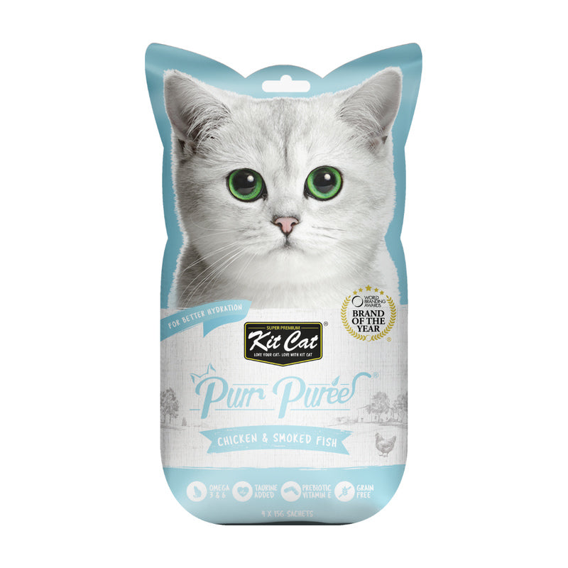 Kit Cat PurrPuree pollo y pescado ahumado snack cremoso para gatos 4 × 15 g