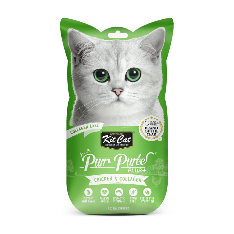 Kit Cat PurrPuree Plus Collagen Care pollo snack cremoso para gatos 4 × 15 g