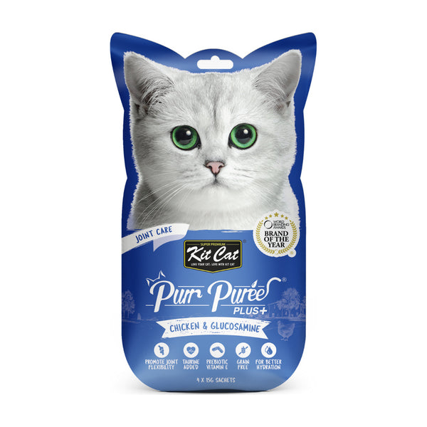 Kit Cat PurrPuree Plus Joint Care pollo snack cremoso para gatos 4 × 15 g