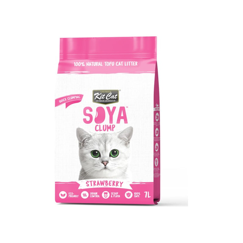 Kit Cat Soya Clump Strawberry arena vegetal de soja para gatos 7 L