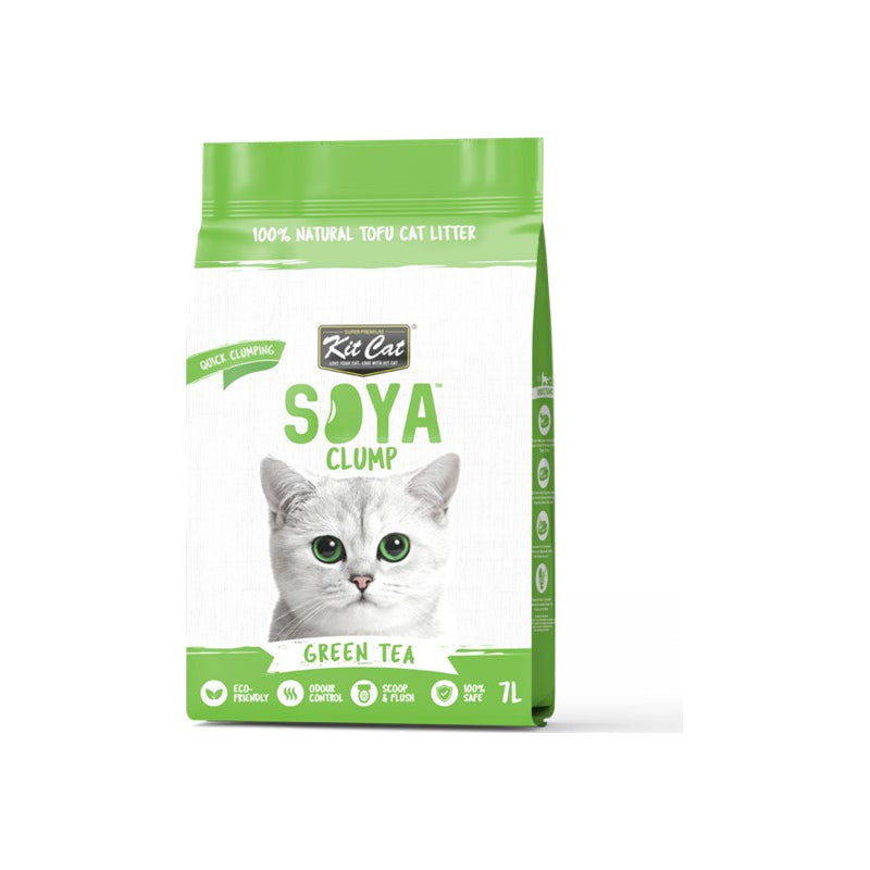 Kit Cat Soya Clump Green Tea arena vegetal de soja para gatos 7 L