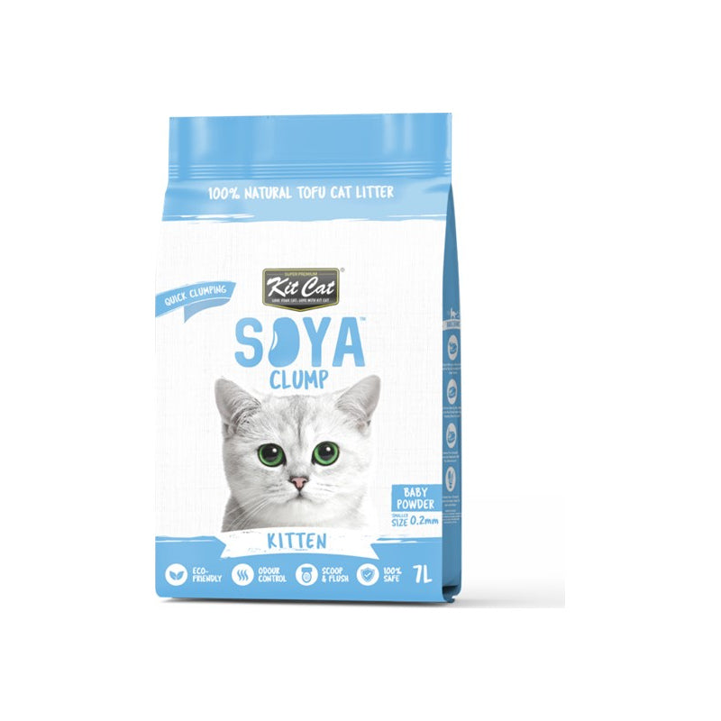 Kit Cat Soya Clump Kitten Baby Powder arena vegetal de soja para gatos 7 L